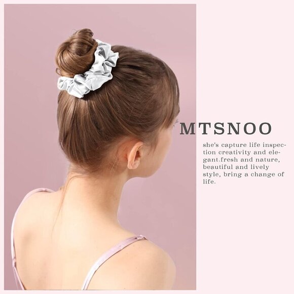 Silk Scrunchies Pack Natural Mulberry 22 Momme Elastic Hair Ties for Women Girls main image 5